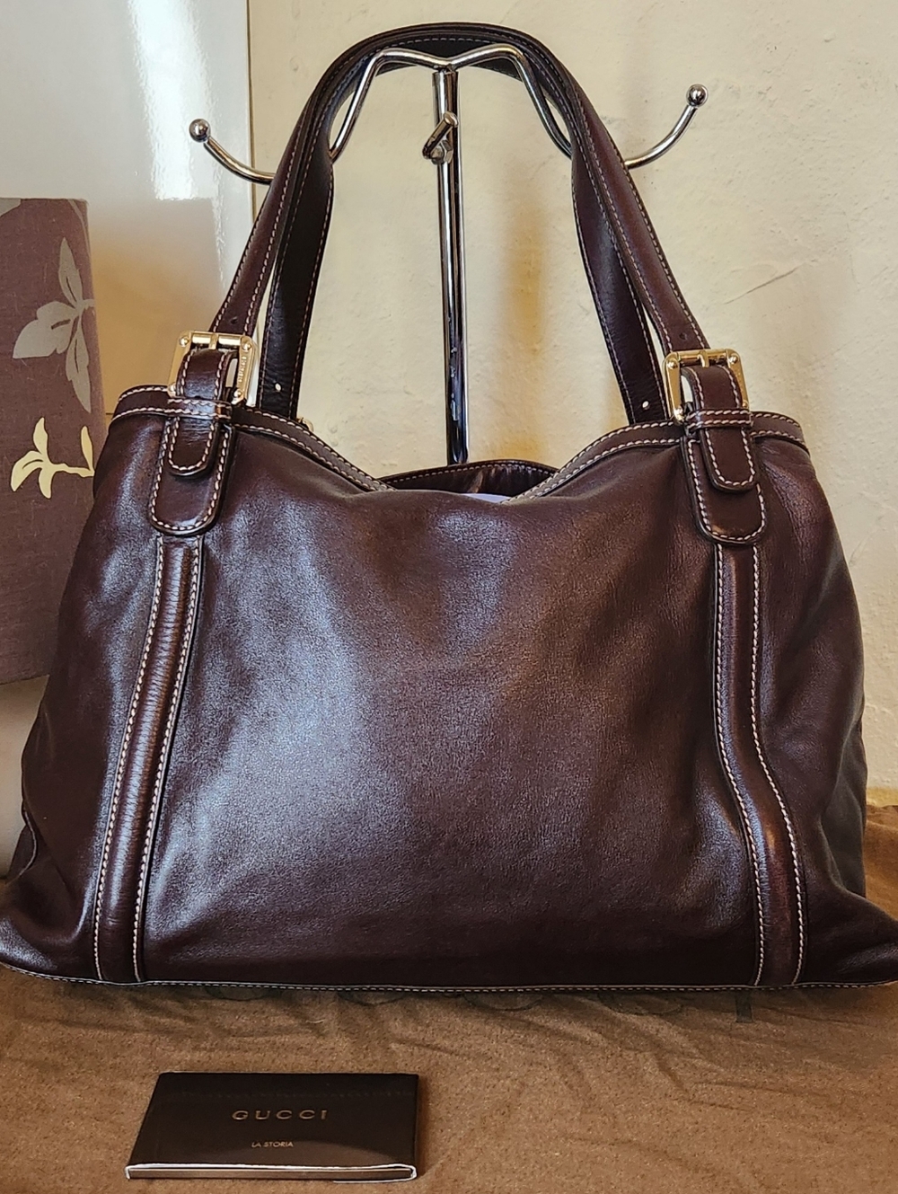 Gucci Britt Brown Leather Handbag - Picture 2 of 12